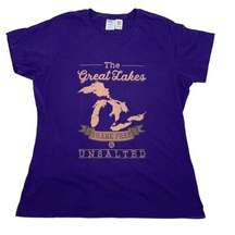 Port & Company Womens Graphic Shirt Great Lakes Shark Free Unsalted Purple XL