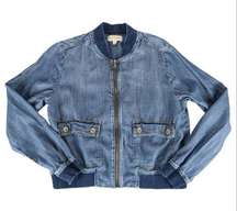 Cloth & Stone 100% Tencel Chambray Denim Zip Up Bomber Jacket Women's Medium