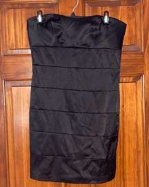 women’s black strapless mini dress