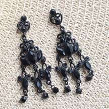 Black Diamond Oval Accent Earrings