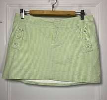 | Courtland Seersucker Striped Mini Skirt in Green White Sz 6