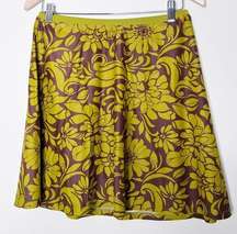 Patagonia Water Girl Green Brown Floral Swim Skirt Size Small