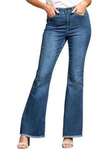 Laurie Felt Jeans Daisy Denim Flare Medium Wash Bellbottom Flares Women’s Size 6