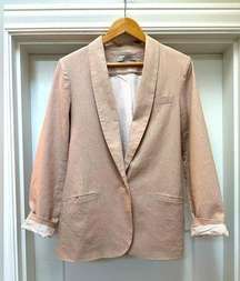 blush pink linen blazer with pinstripe lining size 10 GUC