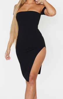 Black  Side Split Midi Dress