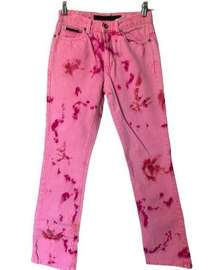 Vintage  High Waisted Mom Jeans Tie Dye Acid Wash Pink Jeans size 2