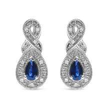 Haus of Brilliance Sterling Silver Pear Sapphire & Diamond Infinity Earrings