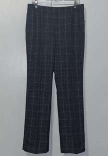 NWT Kasper Windowpane Trousers Slacks Dress Pants Lined Size 8 Charcoal Gray