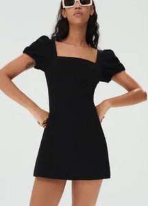 Linen Blend Puff Sleeve Mini Dress