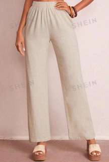 Elastic Waist Solid Wide Leg Pants