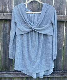 Polagram Gray Thin Knit Cowl Wrap Sweater | M