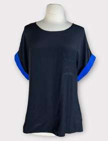 Kimberly Taylor | Silk Crewneck Pocket T-Shirt Top | Medium