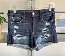 AMERICAN EAGLE distressed high rise stretch shorts