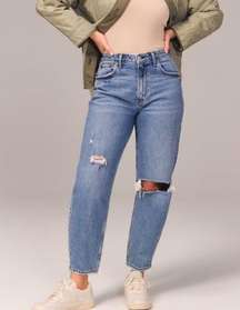 Abercrombie & Fitch High Rise 80s Mom Jeans Distressed