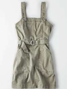 American Eagle (AE) Olive Overall Utility Dress