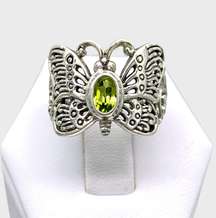 Genuine Peridot Butterfly Ring - Sz 9