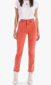 Mother Denim The Swooner Rascal Ankle Fray Jeans in Come Out and Play Red | 28