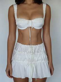 White Ruffle Two Piece Set