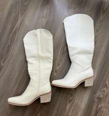 White Snakeskin Tall Cowgirl Boots