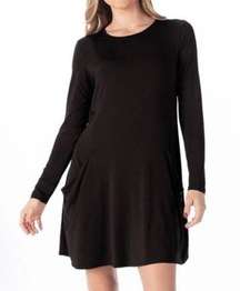 Betabrand Black Long Sleeve Jersey Travel Dress Sz.L