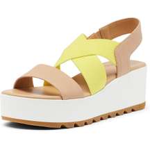 Cameron Colorblock Yellow Multicolor Leather Platform Flatform Sandals