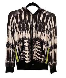 Liverpool Tie Dye Black White Full Zip Hoodie Jacket Neon‎ Green Accents Size S