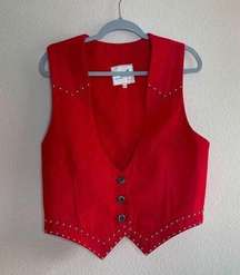 Vintage red denim studded vest