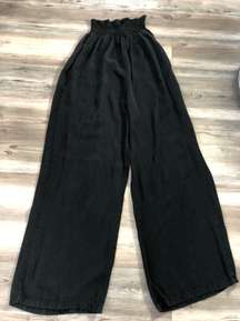 , Black, Wide leg, Pull On Pants, Size Large