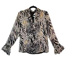 Coldwater Creek Womens Medium 100% Silk Animal Print Blouse