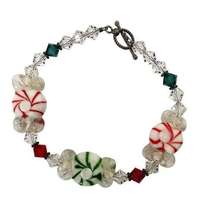 Vintage Swarovski crystal Christmas peppermint bracelet