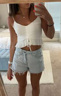 White Rib Ruffle Tank