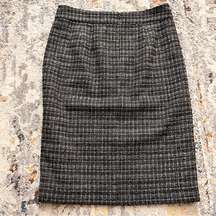 TRINA TURK‎ Black Tweed Wool Blend Skirt Size 6