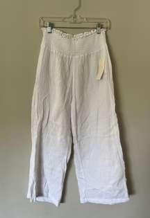 Flowy White Linen Wide Leg Pants