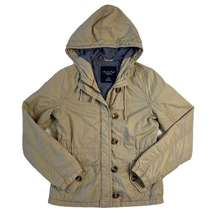 American Eagle Women's Medium Outdoor Coat Khaki Zip & Button Closure with Hood