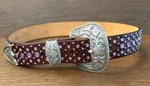 Ariat Brown/Purple Leather Rhinestones Belt Woman’s Size 30 / 75