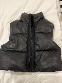 Cropped Leather Puffer Vest