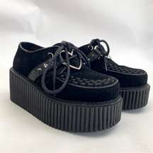 NEW Demonia Creeper 206 Faux Suede Platform Flatform  Oxfords Heart Stud Black