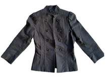 Mango Womens Size Small Double Breasted Military Jacket Blazer Black