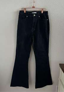 Elizabeth and James High Rise Flare Black Denim Jeans Stretch 6 / 28