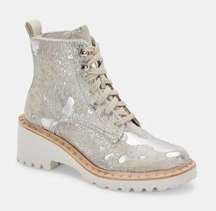 Dolce Vita Hinto Ankle Boots in Silver Metallic Calf Hair