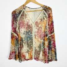 Sundance Gracie  Floral Peasant Boho Top  Medium