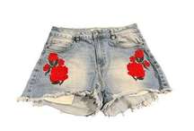 Urban Heritage high rise red roses embroidered shorts Jeans size 9