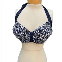 Panache full figure 32g swimsuit bikini top only navy ikat print underwire