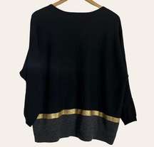 Maje Black & Gold Wool Cashmere Oversized Sweater Size M