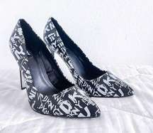 DKNY Women's Gwen Graffiti Black and White High Heels size 11M