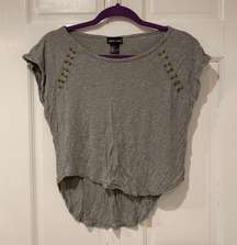 Gray Studded High Low T-shirt Medium