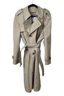 Pristine 40 REG Mens Classic Tan Trenchcoat w/ Removable Fur Lining