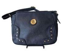 Small Purse Crossbody Bag Black Gold Stud detail & TH Logo 9"x 6"