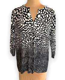 Cyrus Cardigan Sweater Black Abstract Polka Dot Printed Button Down V-neck