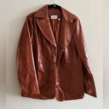 Brown faux crocodile leather oversized blazer- size M